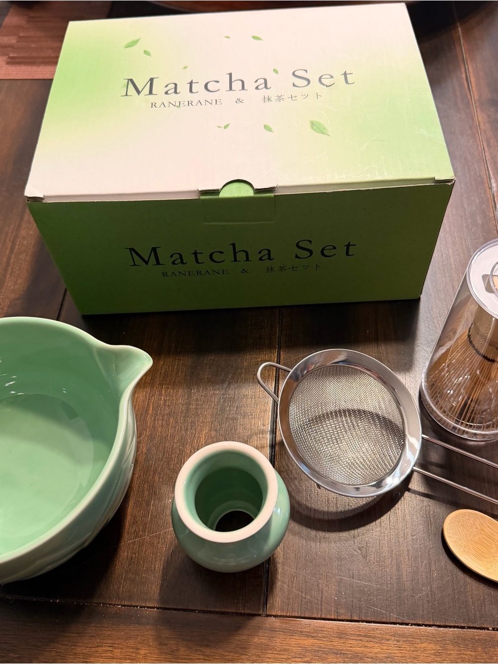 Matcha Set - Ceramic Bowl & Whisk Holder in Mint Green